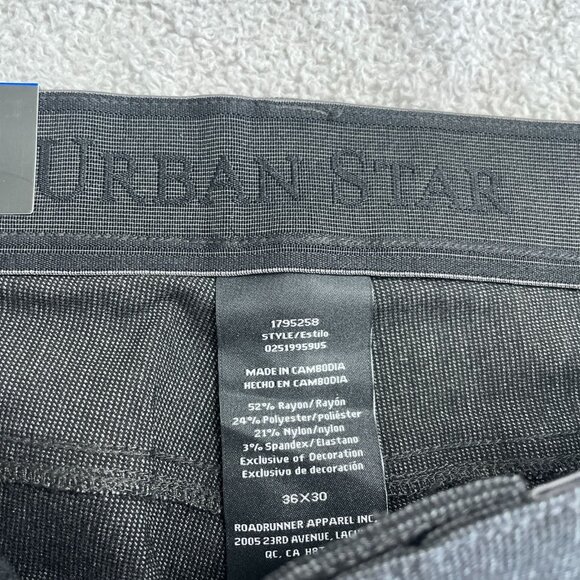 NEW Urban Star Men's Size 36x30 5 Pocket Black Stretch  Straight Leg Pants - Picture 7 of 11